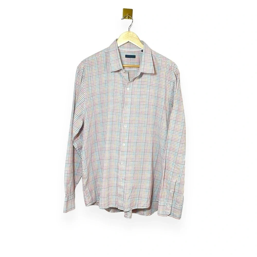 Zachary Prell Drozdov Check Button Down Shirt Mens XL Multicolor Cotton